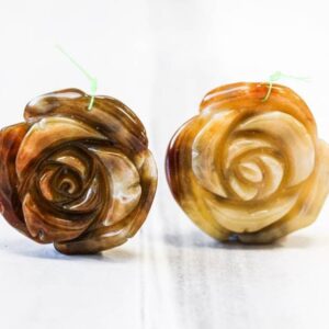 XXL/ Ocean Jasper 48-52x mm Carved Flower Pendant color & Size Varies 1/EA Natural Brown Jasper Deep Carved Rose Front-Drilled For Jewelry