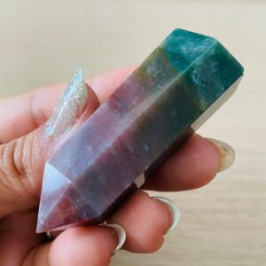 Ocean Jasper Crystal Tower: Natural Green Gemstone Point (37.2g)