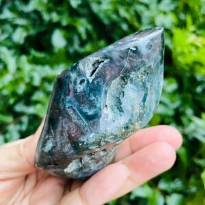 Ocean Jasper Crystal Flame Point: Natural Carving Gemstone (195g)