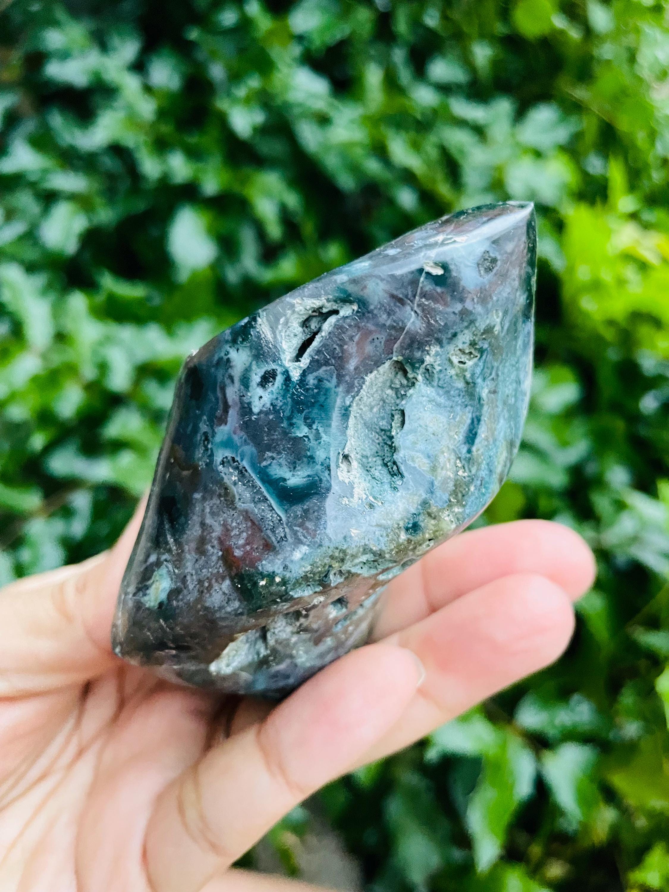 Ocean Jasper Crystal Flame Point: Natural Carving Gemstone (195g) Ocean Jasper Crystal Flame Point: Natural Carving Gemstone (195g)