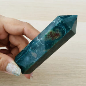 Ocean Jasper Crystal Tower: Natural Green Gemstone Point (98.1g)