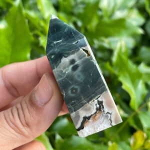 Mini Ocean Jasper Crystal Tower: Natural Green Gemstone (60.5g)