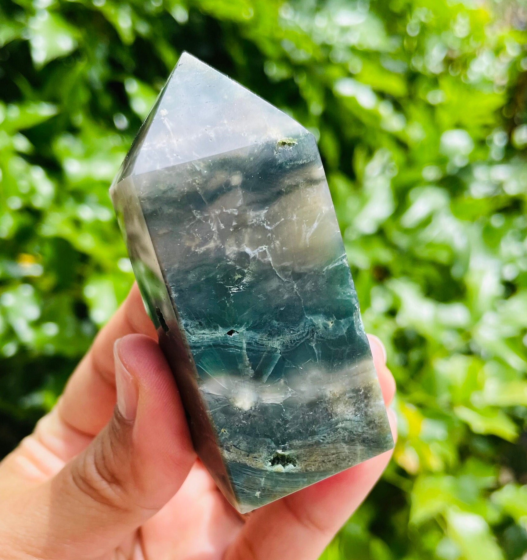 Mini Ocean Jasper Crystal Tower: Natural Gemstone Point (97.5g)