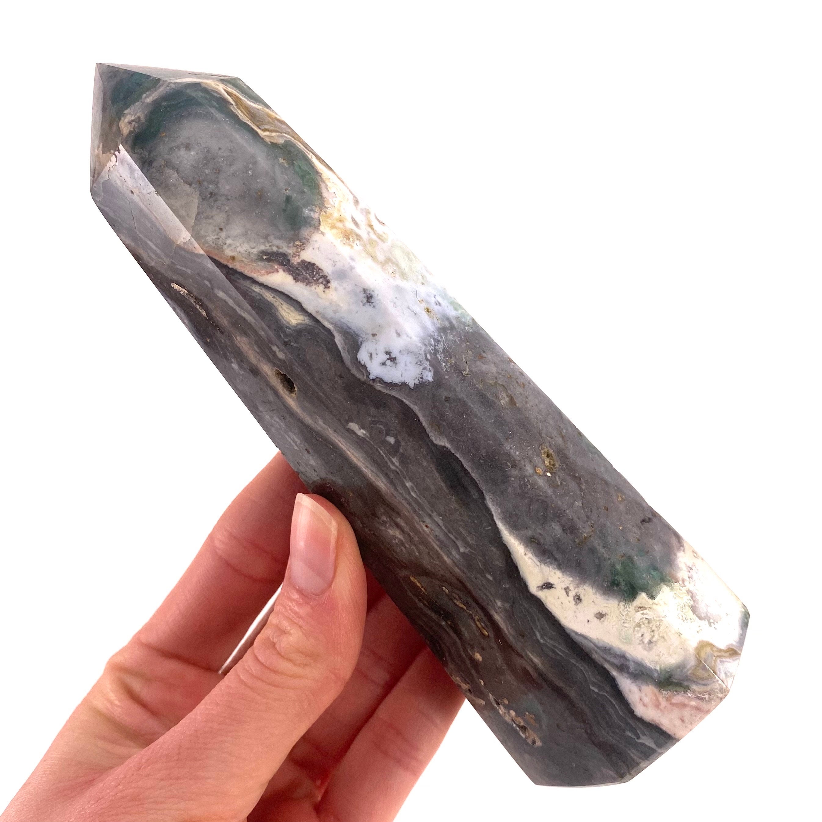 Orbicular Ocean Jasper Point | Crystal Display (15 X 5 Cm, 387g)