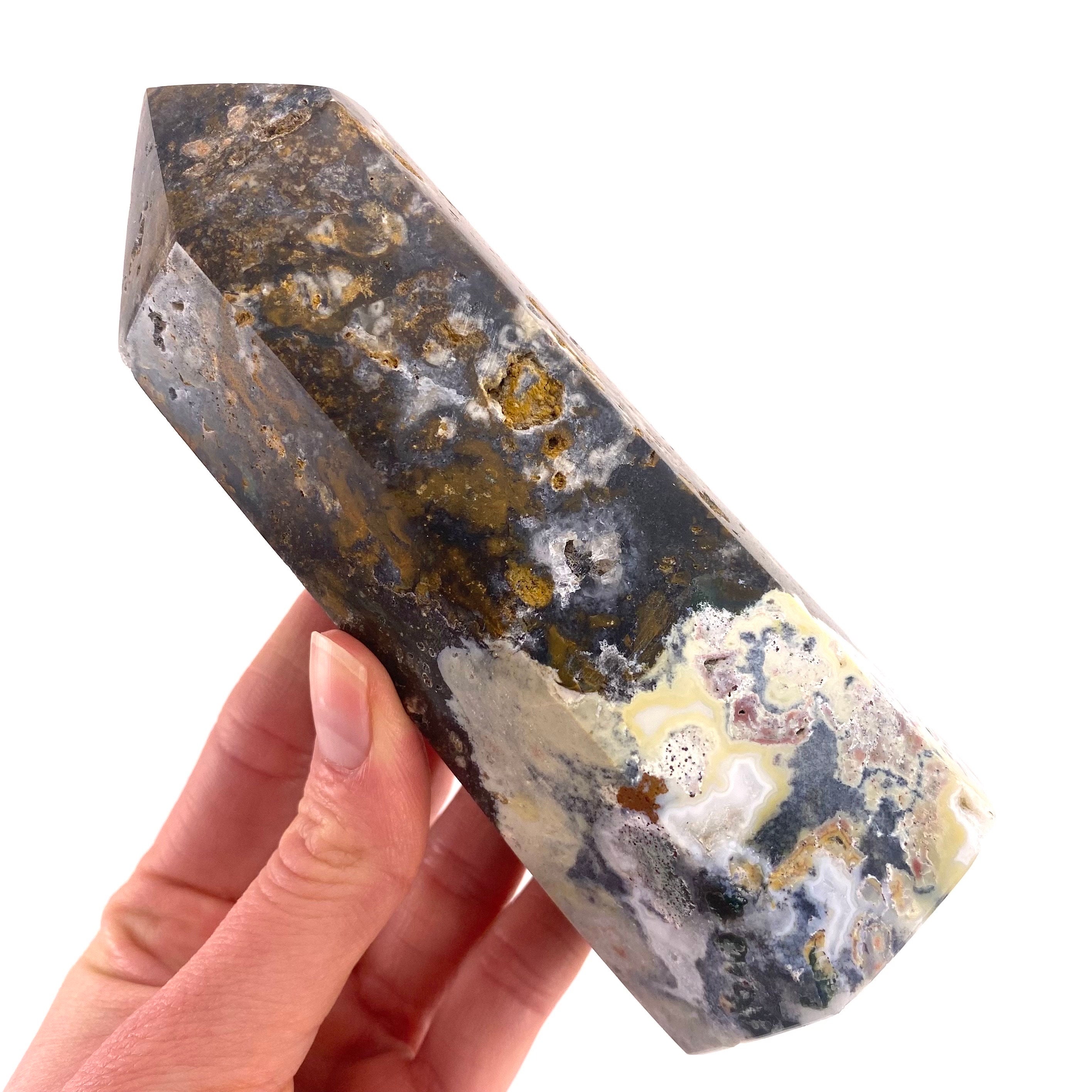 Orbicular Ocean Jasper Point | Polished Crystal Display (14 X 5 Cm)
