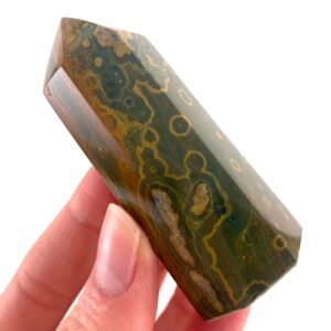 Orbicular Ocean Jasper Point | Polished Crystal Display (6.5 x 3 Cm)