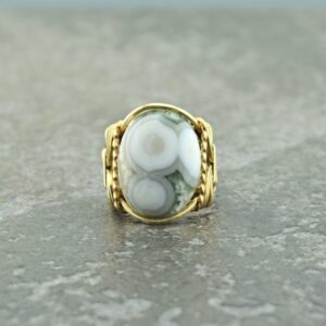14 K Gold Filled Ocean Jasper Cabochon Wire Wrapped Ring 14 K Gold Filled Ocean Jasper Cabochon Wire Wrapped Ring