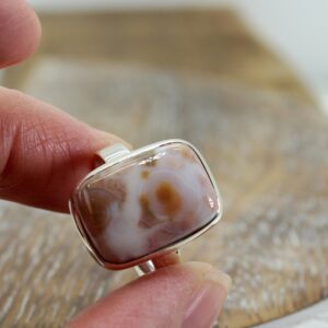 Ocean Jasper 925 Sterling Silver Ring: Unique Rectangle Cabochon