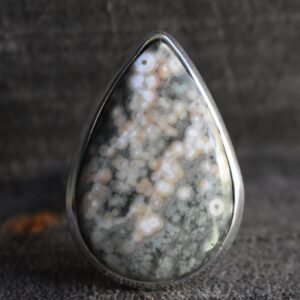 Aaa Ocean Jasper 925 Silver Ring, Drop Shape