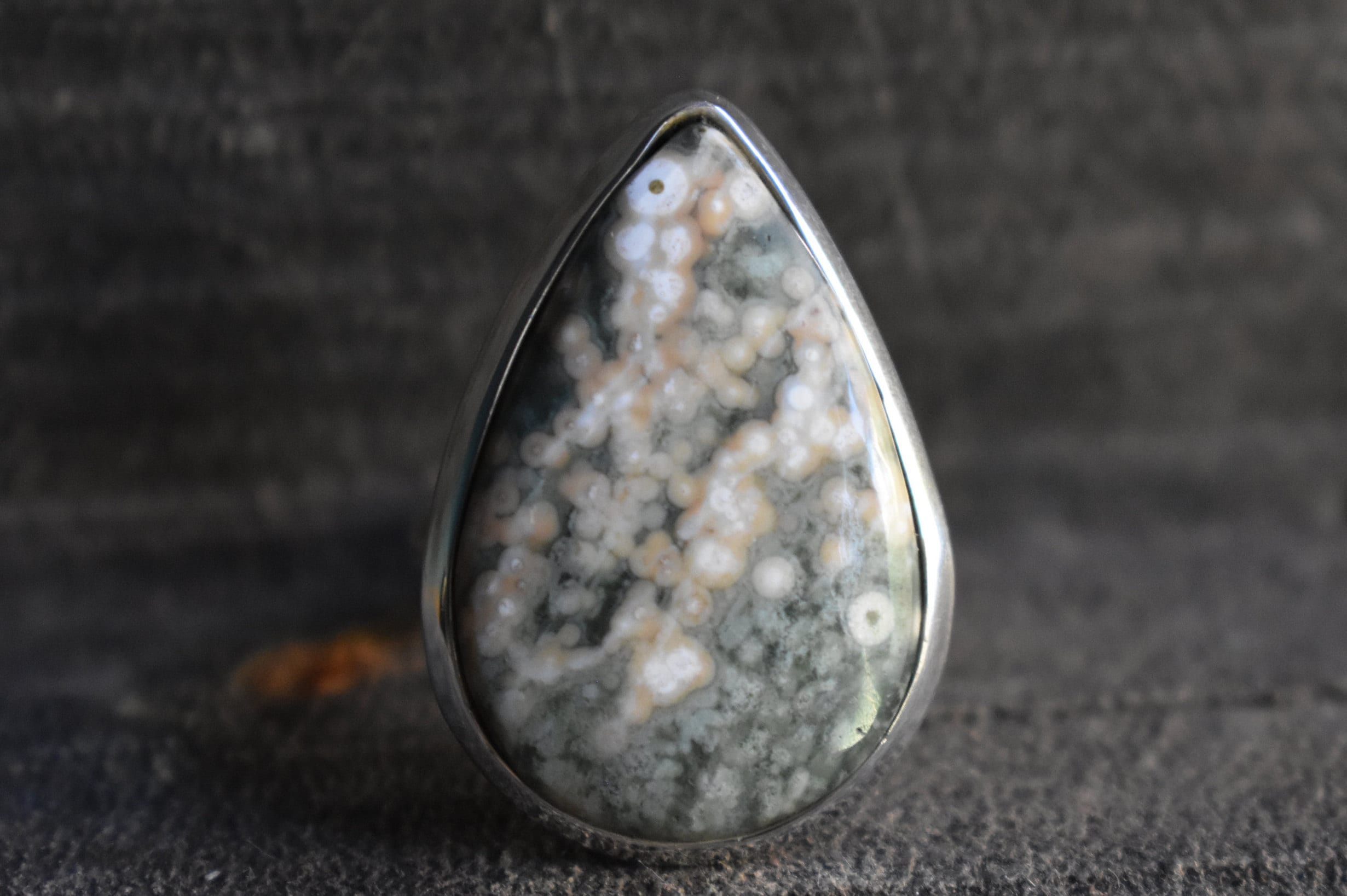 Aaa Ocean Jasper 925 Silver Ring, Drop Shape