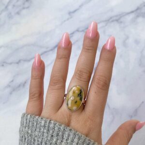 Ocean Jasper Adjustable Ring / 925 Sterling Silver / Healing Gemstone / Gifts For Her / Oval Cab / Ocean Jasper Statement Ring / Ocj-r-29.