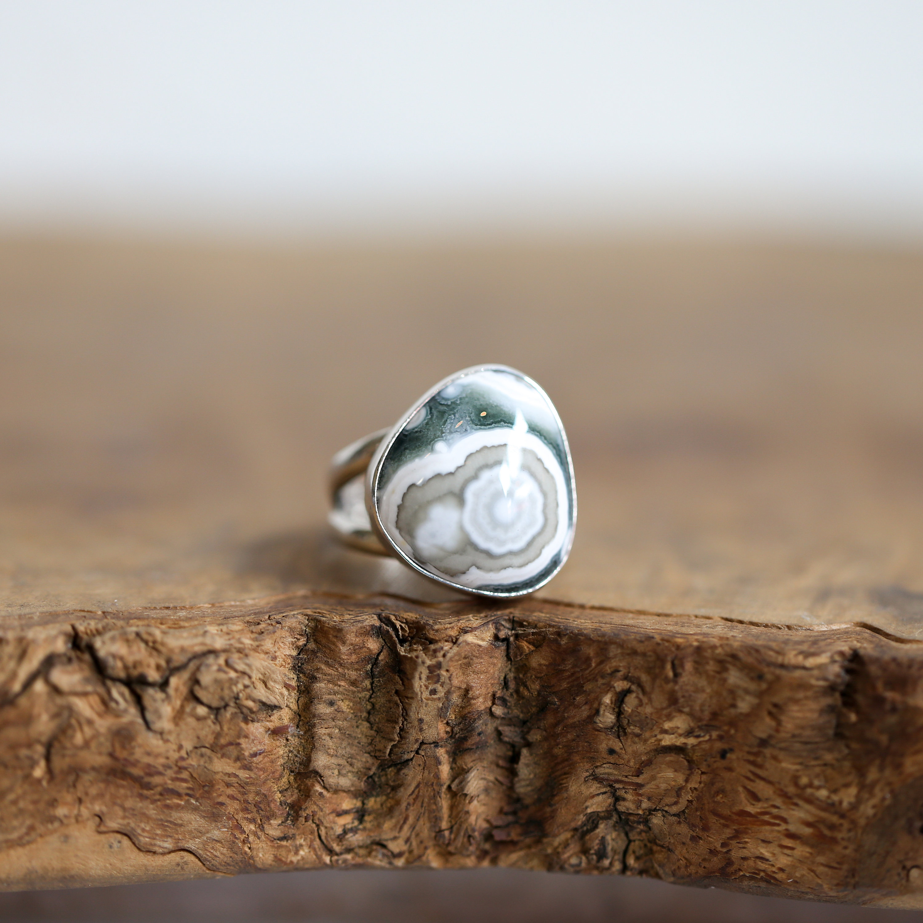 Custom Chunky Ocean Jasper Ring - Choose Your Stone - .925 Sterling Silver