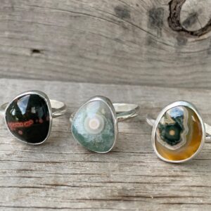 Geometric Free Form Yellow Green Ocean Jasper Sterling Silver Ring , Made To Order , Gifts For Her , Ocean Jewelry , Mermaid Jewelry