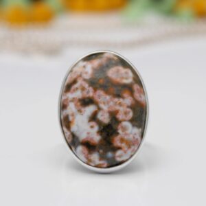 Green Ocean Jasper Ring, 925 Sterling Silver Ring, Handmade Ocean Jasper Gemstone Jewelry, Unique Boho Jewelry, Gift For Her, Size 7