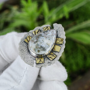 Handmade Ocean Jasper Ring: 925 Sterling Silver Adjustable Band