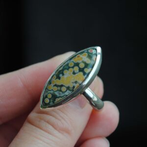 Handmade Sterling Silver Ocean Jasper Statement Ring, Size 8