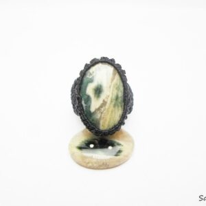 Ocean Jasper Macrame Ring: Personalized Non Metal Ring