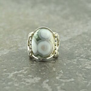 Made to Order Handcrafted Sterling Silver Ocean Jasper Wire Wrapped Ring