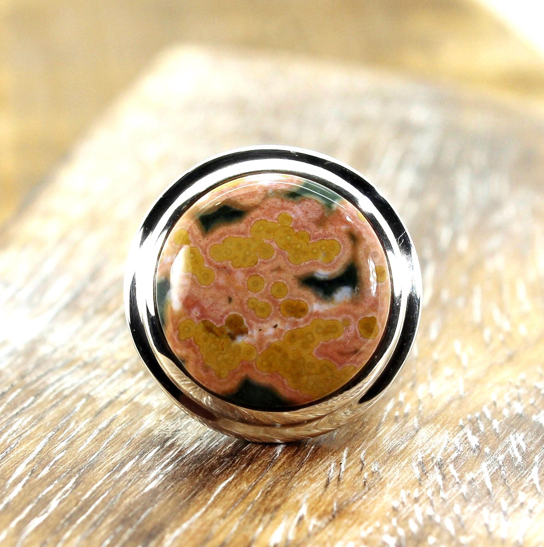Orbicular Ocean Jasper Ring: 925 Sterling Silver, Size 6.5 Orbicular Ocean Jasper Ring: 925 Sterling Silver, Size 6.5