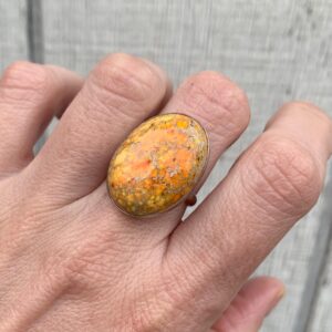 Oval Orange Ocean Jasper Sterling Silver Ring | Boho | Jasper Ring | Ocean Jasper Ring | Mermaid Jewelry | Made To Order