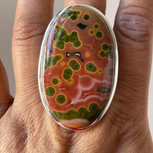 Pink Ocean Jasper Ring: Handmade 925 Sterling Silver Orbicular Jewelry