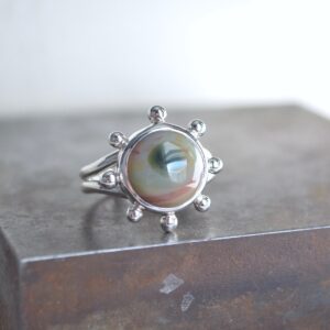 Ocean Jasper Ring, Ocean Jasper, Size 6, Sterling Silver, Jasper Ring, Rudder Ring, Nautical, Summer Jewelry, Gemstone Ring, Split Ring,