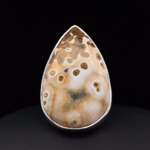 Sterling Silver Large Ocean Jasper Ring Adjustable
