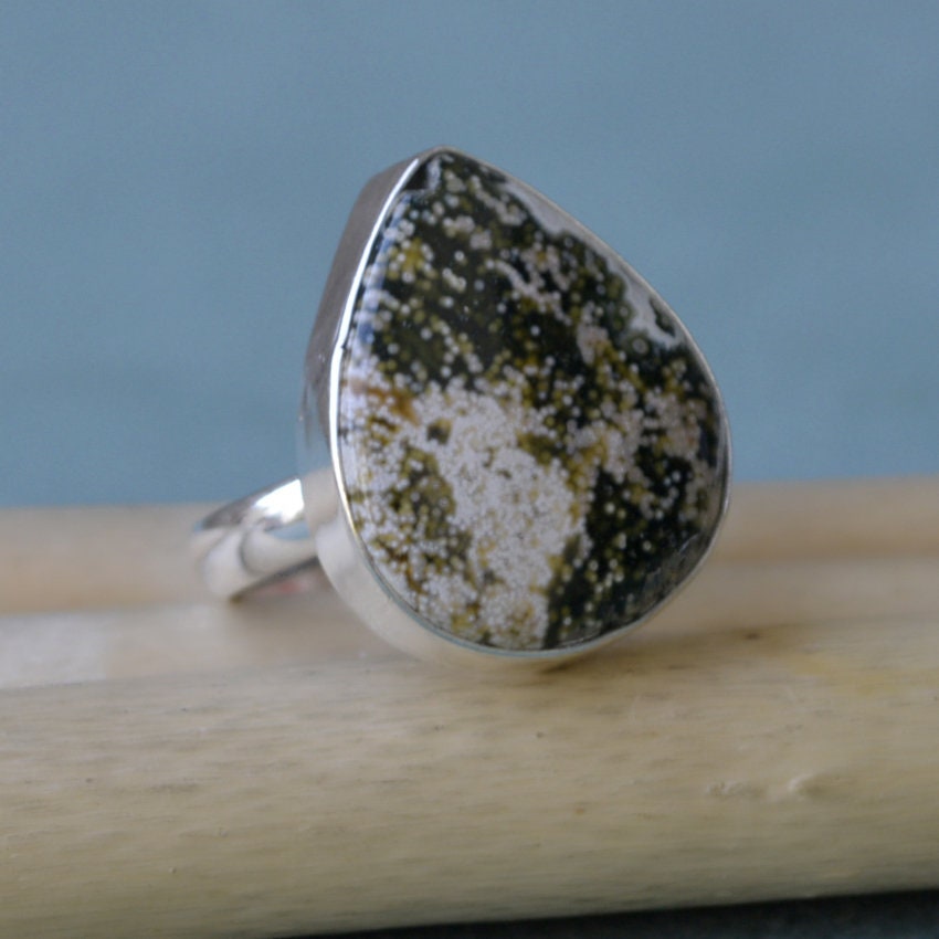 Ocean Jasper Sterling Silver Ring: Boho Artisan Wedding Jewelry Ocean Jasper Sterling Silver Ring: Boho Artisan Wedding Jewelry