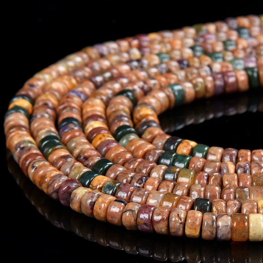 Natural Ocean Jasper Gemstone Grade Aaa Rondelle Heshi Slice 4x2mm Loose Beads (p86)