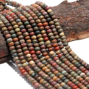 Ocean Jasper Smooth Rondelle Beads, Natural Ocean Jasper Beads, Positive Beads, Healing Crystal Gemstone, Semi-precious Beads, Craft Making Ocean Jasper Smooth Rondelle Beads, Natural Ocean Jasper Beads, Positive Beads, Healing Crystal Gemstone, Semi-precious Beads, Craft Making