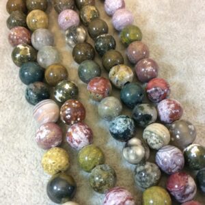 10mm Ocean Jasper Beads: Multicolor Round Gemstone, Large Hole (7.75" Strand) 10mm Ocean Jasper Beads: Multicolor Round Gemstone, Large Hole (7.75" Strand)