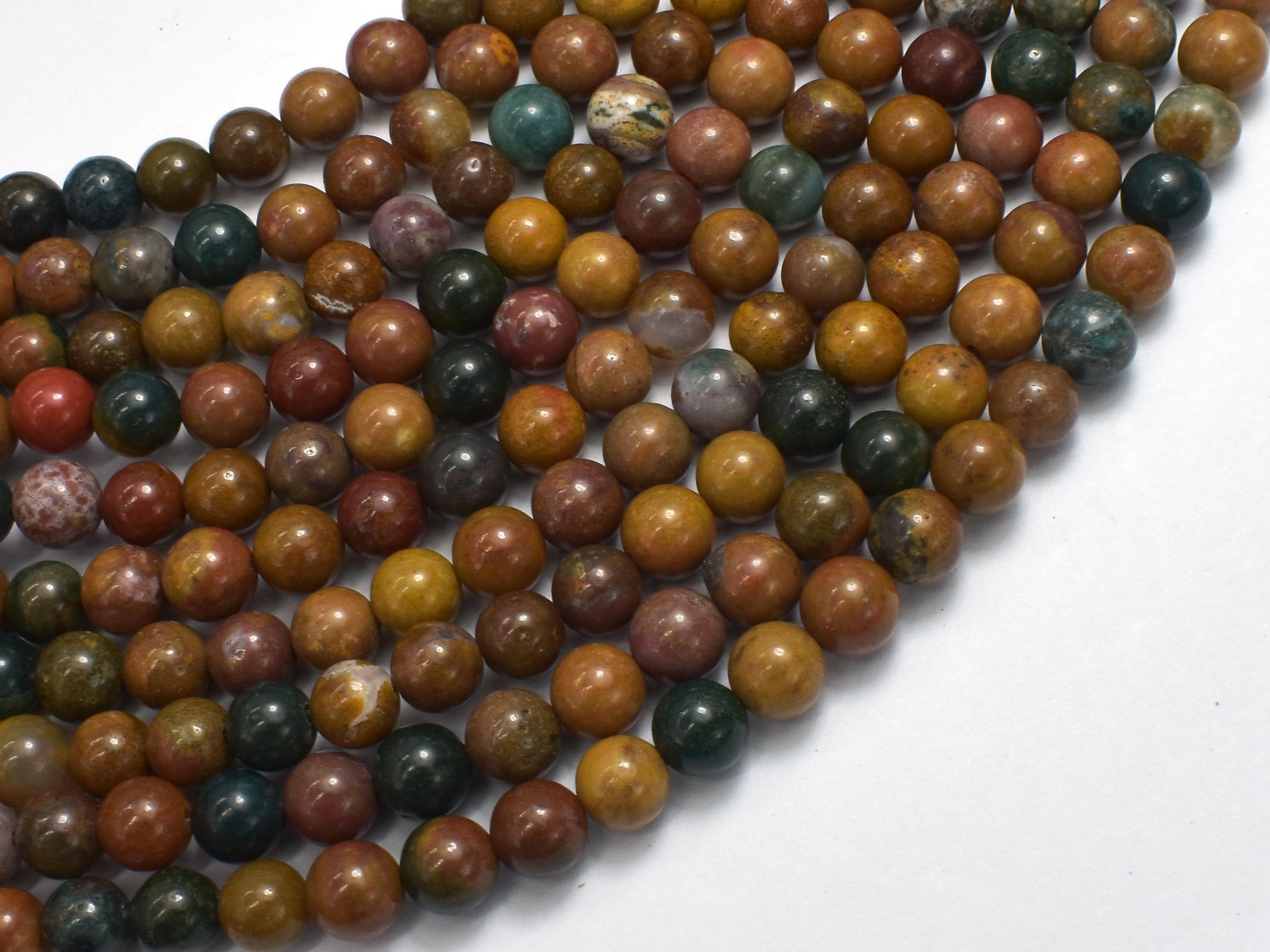Ocean Jasper, 6mm (6.7mm), Round, 15 Inch, Full Strand, Approx. 58 Beads, Hole 1mm (330054021)