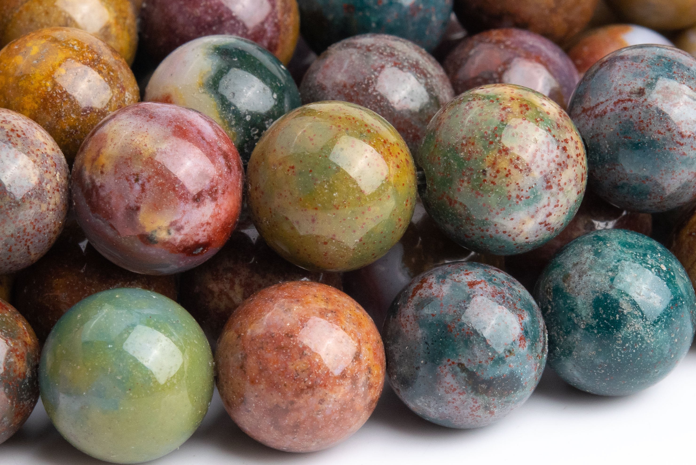 Genuine Natural Ocean Jasper Gemstone Beads 12mm Multicolor Round Aaa Quality Loose Beads (111284)