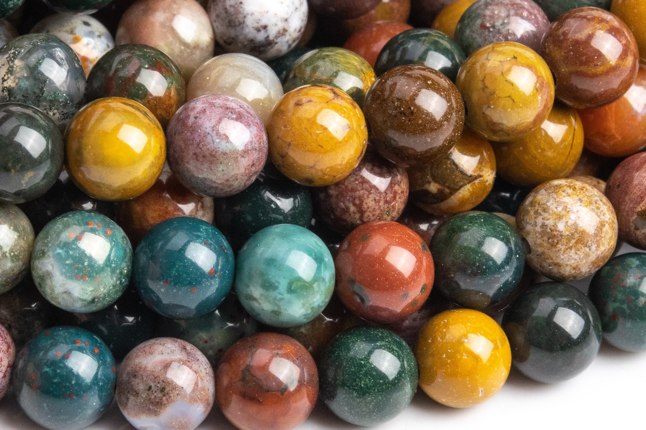 Genuine Natural Ocean Jasper Gemstone Beads 6mm Multicolor Round Aaa Quality Loose Beads (102999)