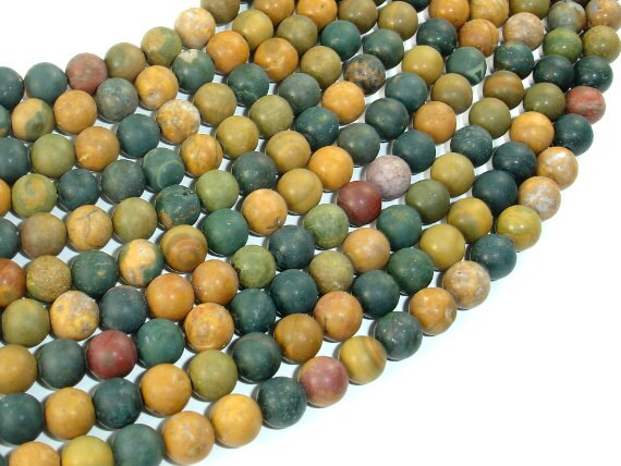 Matte Ocean Jasper, 6mm (6.5mm), Round, 16 Inch, Full Strand, Approx. 64 Beads, Hole 1mm (330054017)