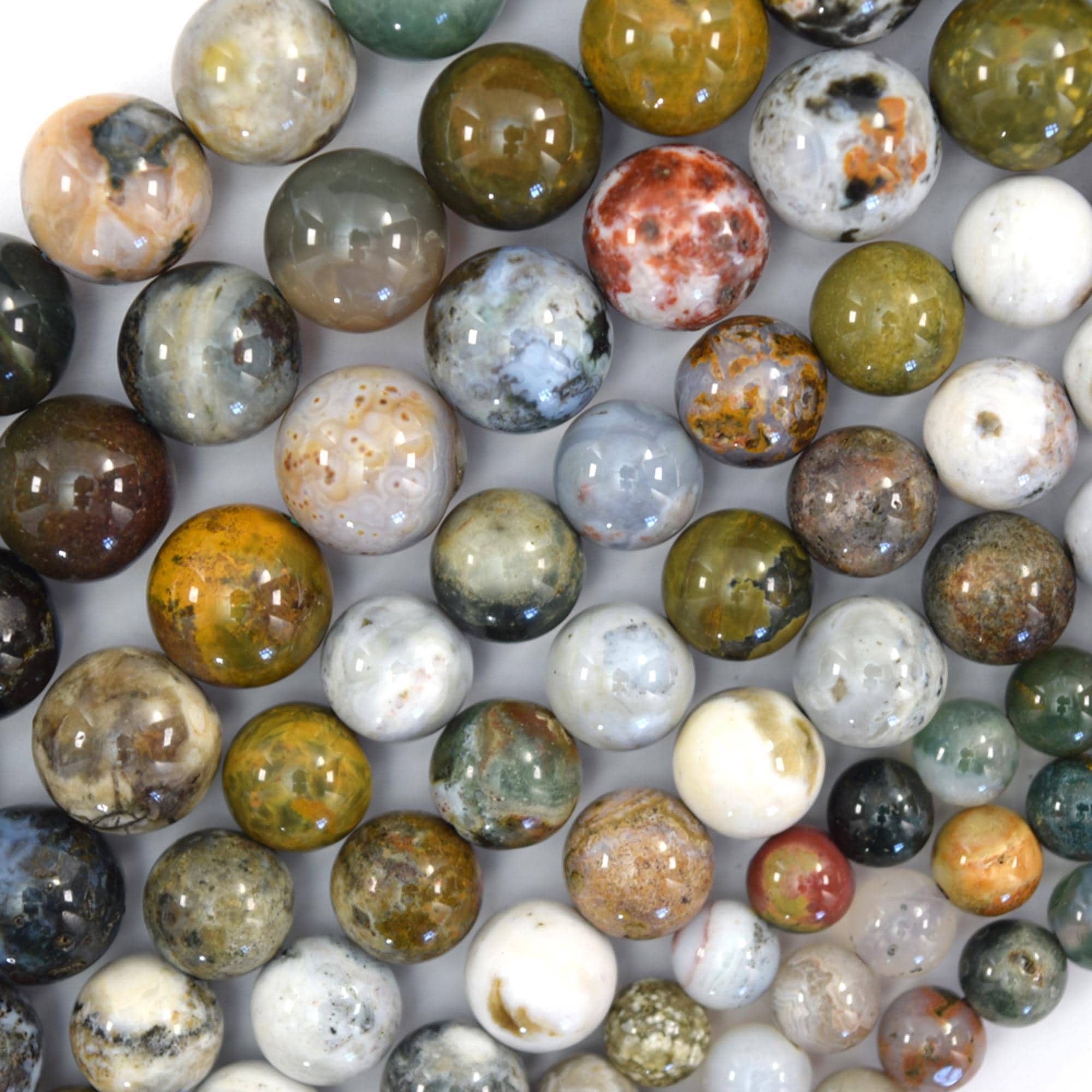 Natural Ocean Jasper Round Beads Gemstone 15" Strand 6mm 8mm 10mm S3 Natural Ocean Jasper Round Beads Gemstone 15" Strand 6mm 8mm 10mm S3