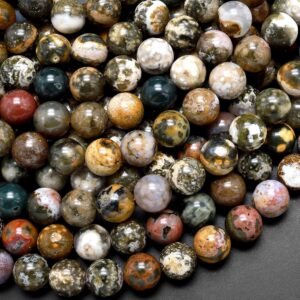 Natural Ocean Jasper Round Beads 6mm 8mm 10mm 12mm 14mm 15.5" Strand Natural Ocean Jasper Round Beads 6mm 8mm 10mm 12mm 14mm 15.5" Strand