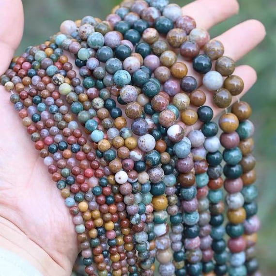 Natural Ocean Jasper Beads,6mm/8mm/10mm/12mm Smooth And Round Stone Beads,15 Inches One Starand
