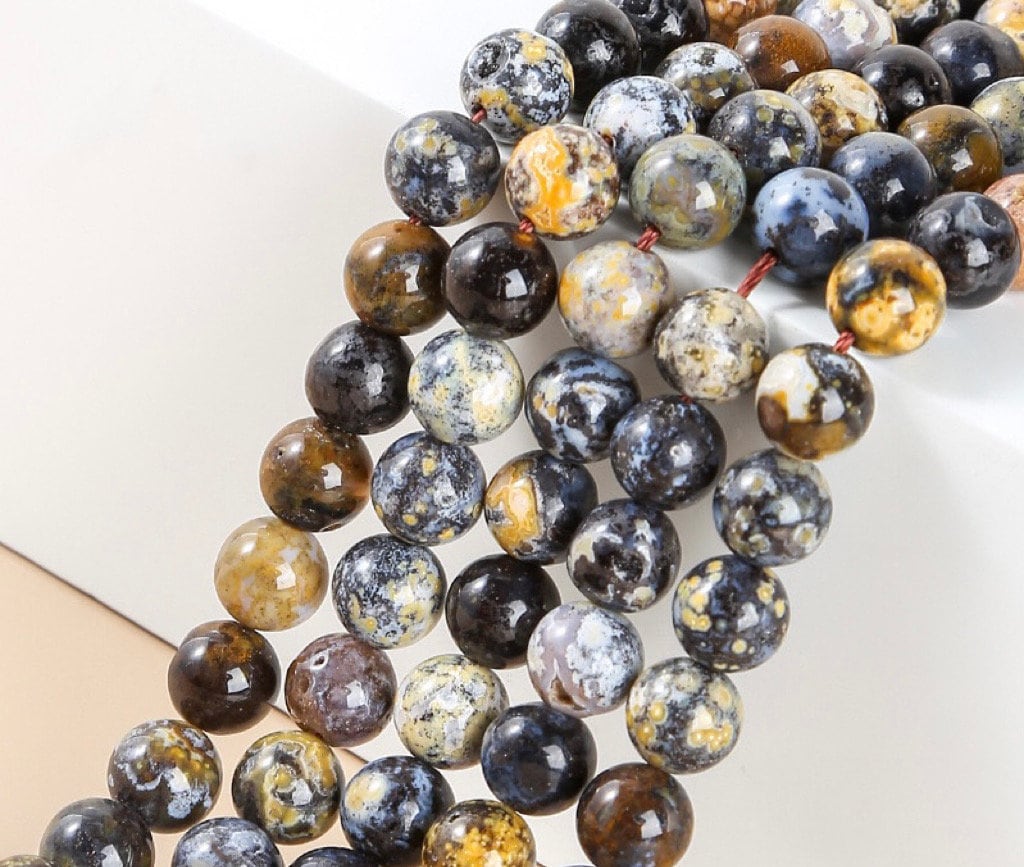 Natural Blue Ocean Jasper Round Beads,ocean Jasper Beads,4mm 6mm 8mm 10mm 12mm Natural Smooth Beads,one Strand 15",gemstone Beads,ocean Bead