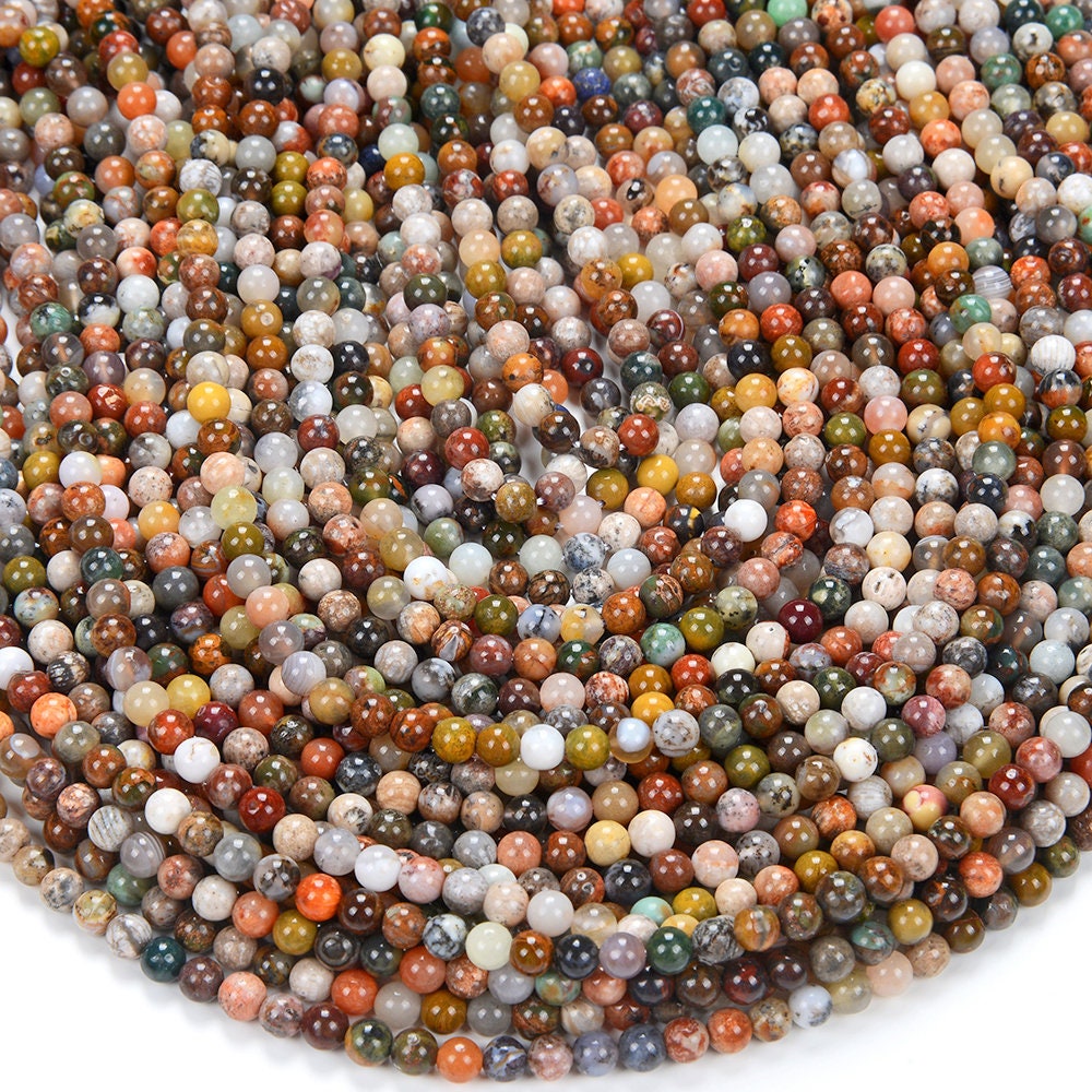 Natural Ocean Jasper Gemstone Round 3mm 4mm 5mm Loose Beads 15 Inch Full Strand (d292) Natural Ocean Jasper Gemstone Round 3mm 4mm 5mm Loose Beads 15 Inch Full Strand (d292)