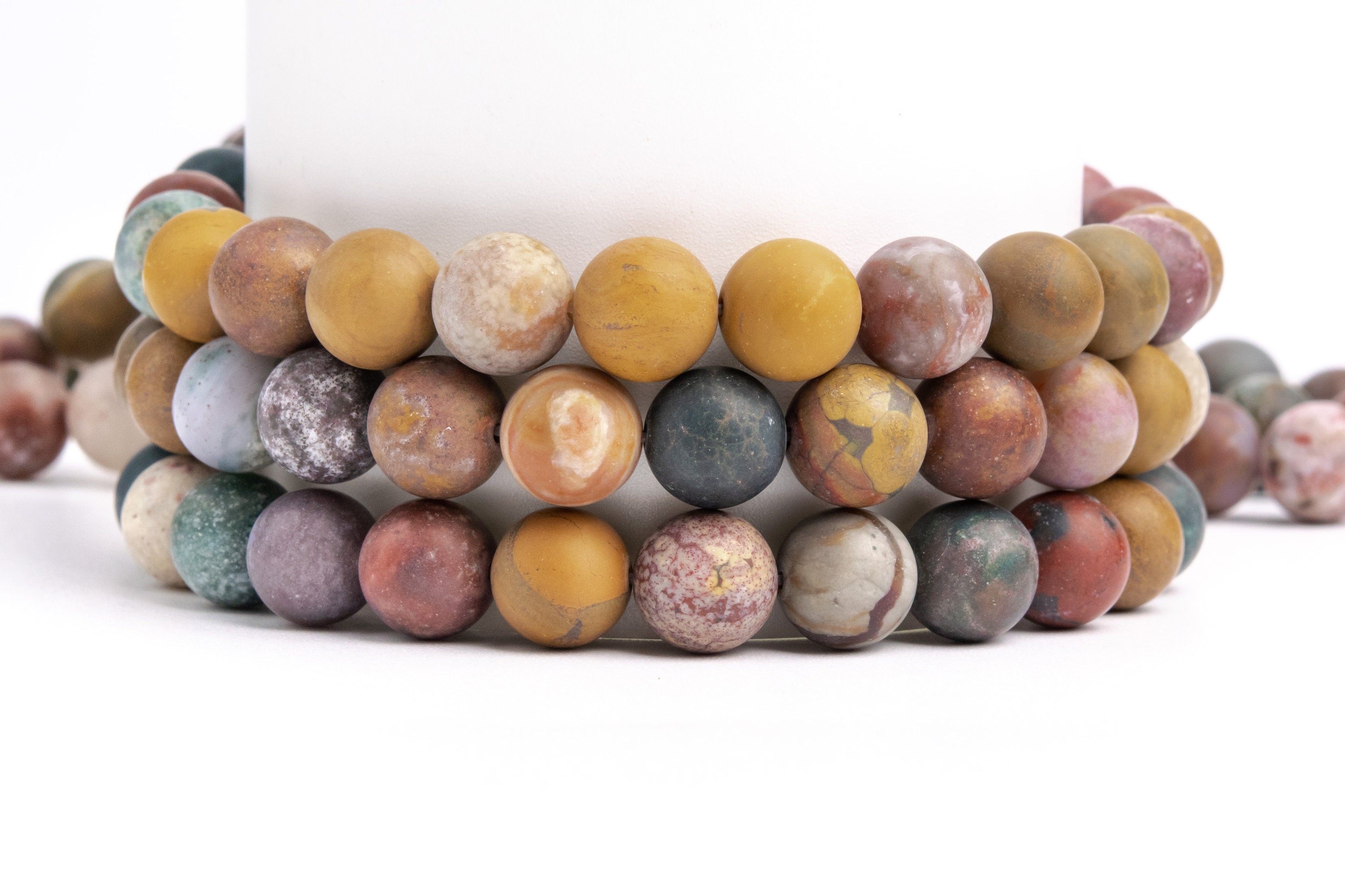 Natural Matte Multicolor Ocean Jasper Gemstone Grade A Round 10mm Loose Beads