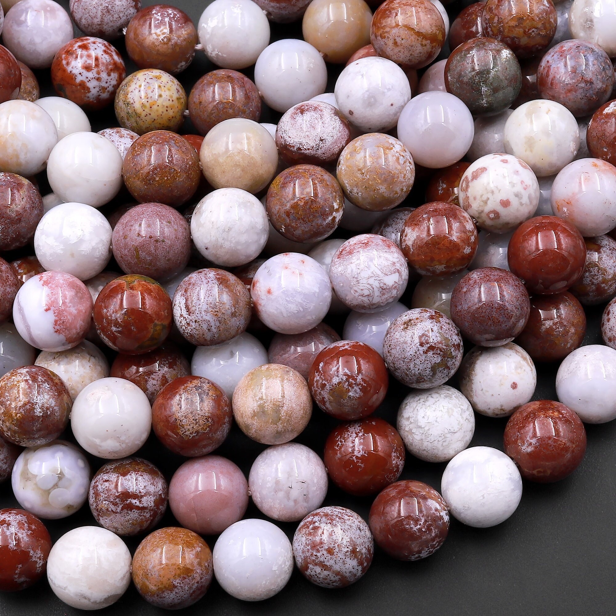 Natural Red Pink Ocean Jasper Round Beads 6mm 8mm 10mm 12mm 15.5" Strand