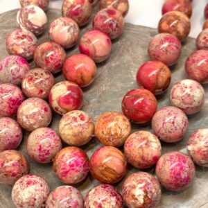 Sediment Ocean Jasper Orange Pink Beads / Multi Tonal Imperial Jasper round beads 14mm / Unique beads Sediment Ocean Jasper Orange Pink Beads / Multi Tonal Imperial Jasper round beads 14mm / Unique beads