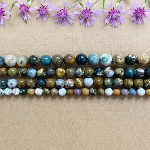 Ocean Jasper Stone, Blue Or Brown Bubble Gemstone Beads, Natural Round Crystal, 6-10mm For Handcrafted Jewelry Making, Supplies Ocean Jasper Stone, Blue Or Brown Bubble Gemstone Beads, Natural Round Crystal, 6-10mm For Handcrafted Jewelry Making, Supplies