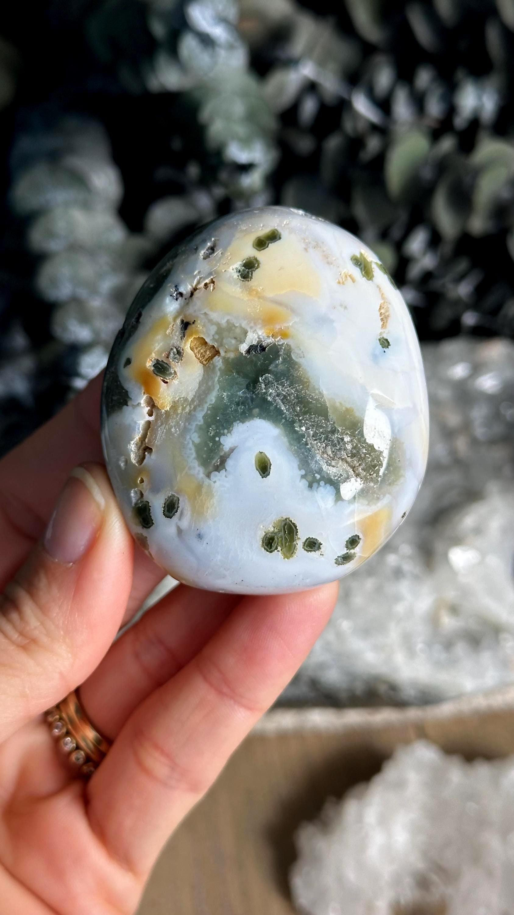 7th Vein Green And White Ocean Jasper Palmstone, Marovato, Jelly Oj