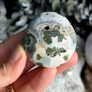 7th Vein Green And White Ocean Jasper Palmstone, Marovato, Jelly Oj