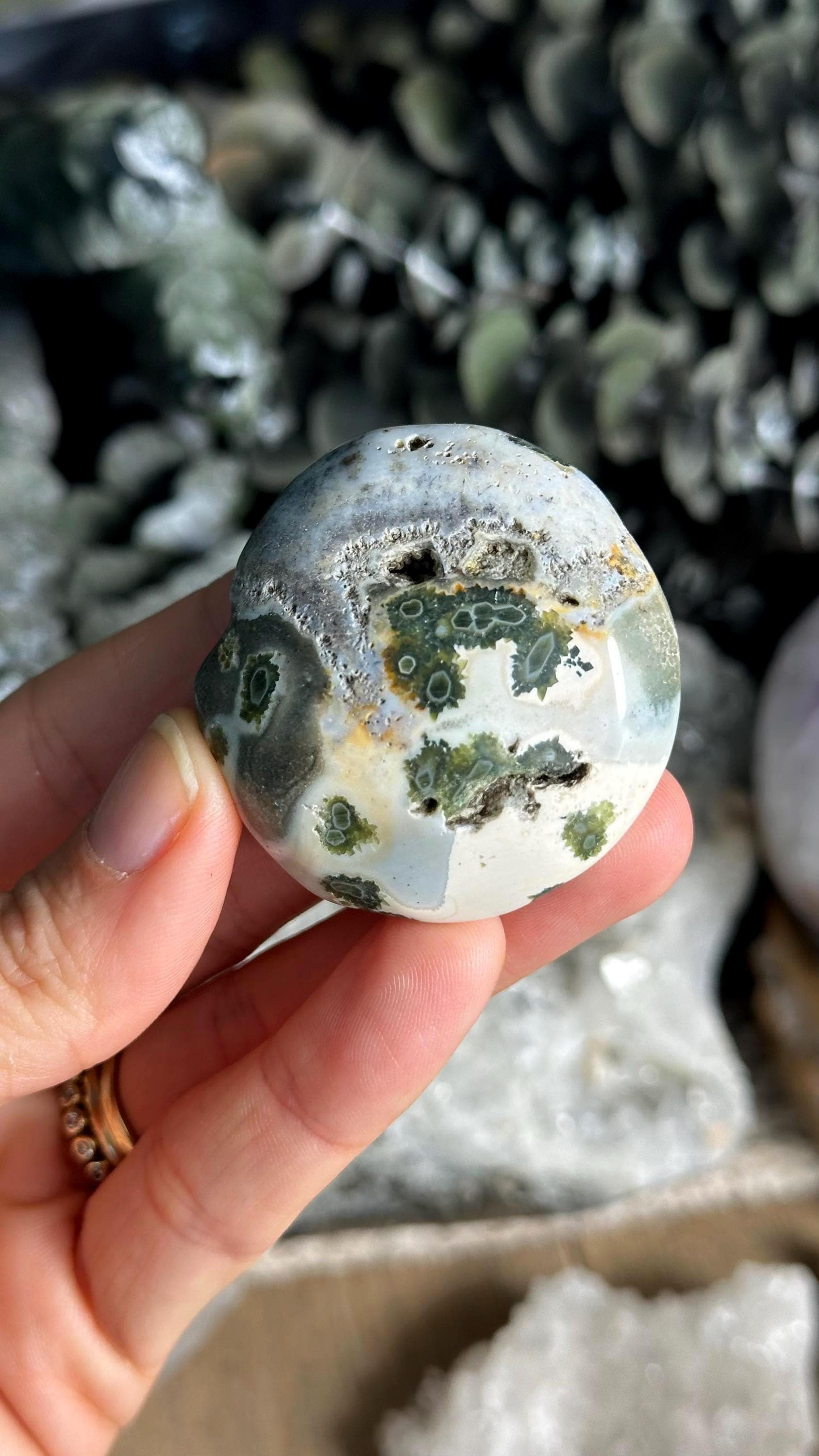 7th Vein Green And White Ocean Jasper Palmstone, Marovato, Jelly Oj 7th Vein Green And White Ocean Jasper Palmstone, Marovato, Jelly Oj