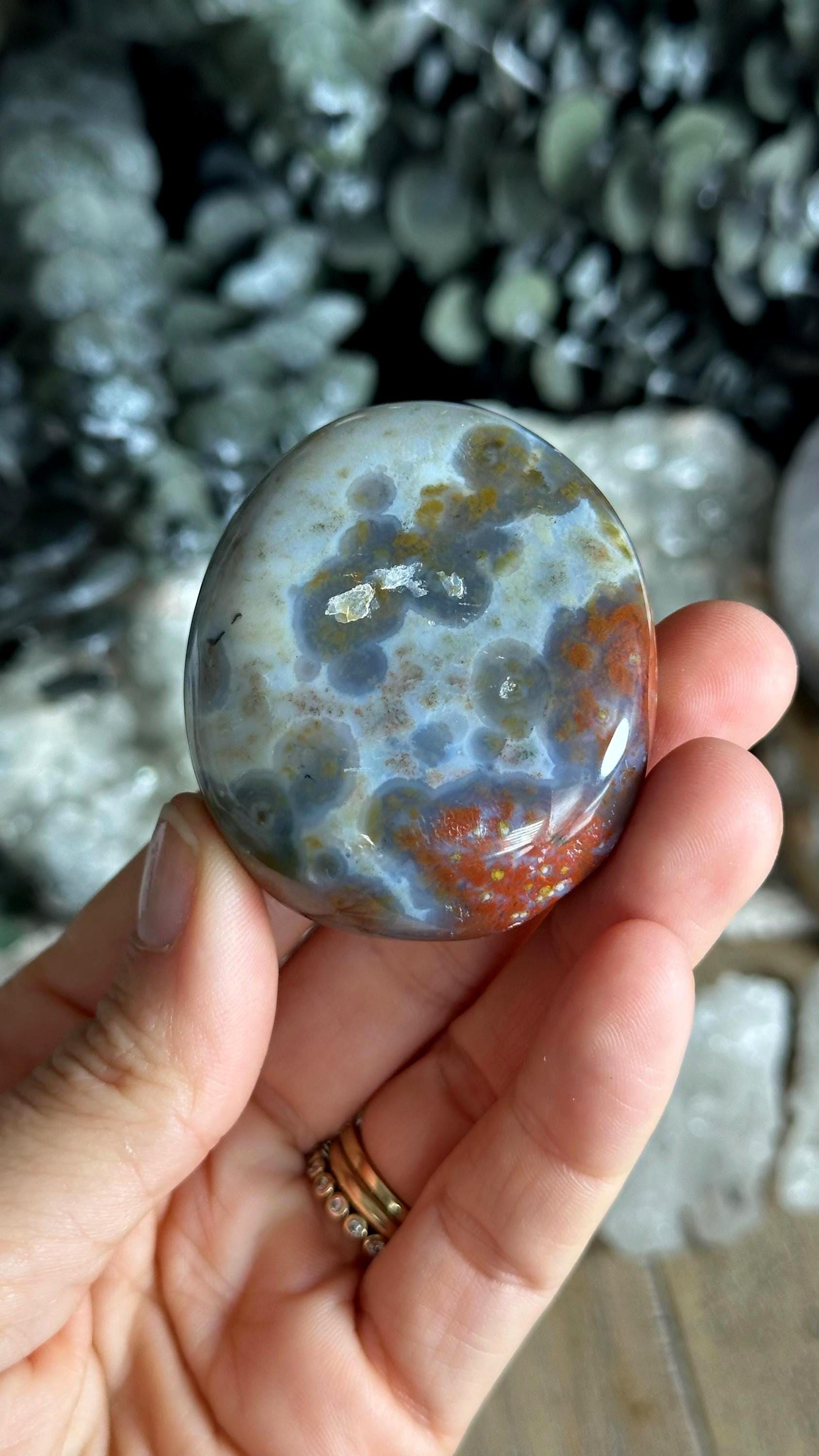 8th Vein Jelly Ocean Jasper Palmstone, Marovato, Jelly Oj