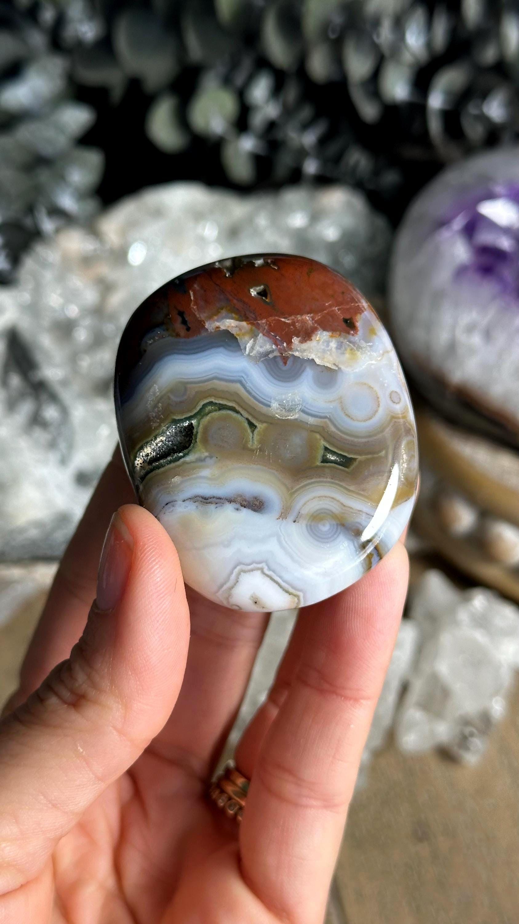 8th Vein Jelly Ocean Jasper Palmstone, Marovato, Jelly Oj
