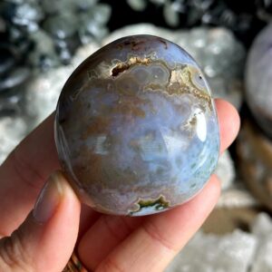 8th Vein Blue Jelly Ocean Jasper Palmstone, Marovato, Jelly Oj
